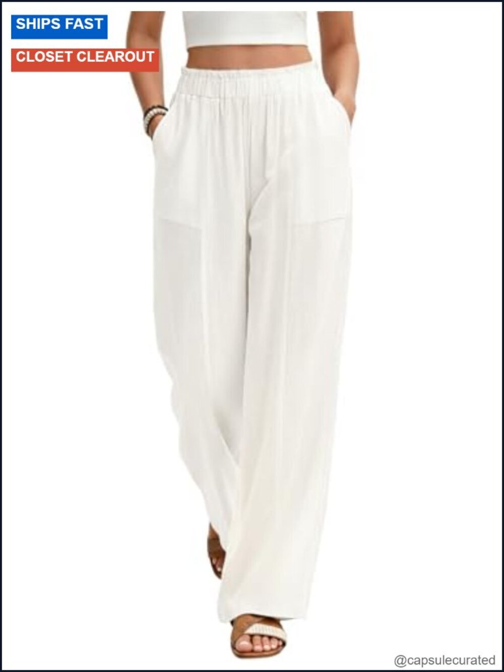 Linen Pants Women Wide Leg Palazzo Loose High Waist Flowy Beach Boho Lounge